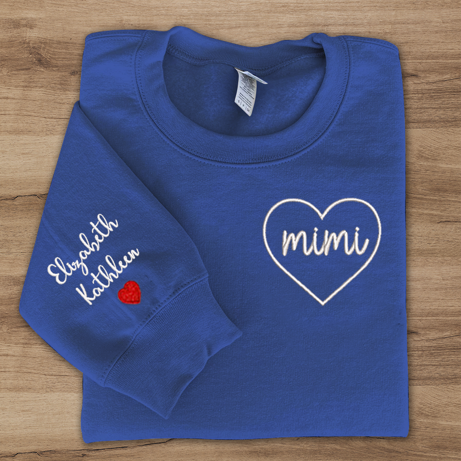 Mimi Embroidered Sweatshirt, Custom Mimi And Kids, Grandma Gift TH Sweatshirt