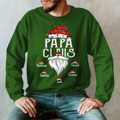 Hat Santa With Christmas Lights, Gift For Grandpa, Custom Give Papa And Kids Sweatshirt
