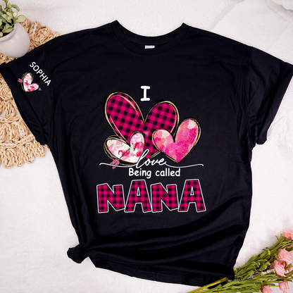 I Love Being Called Mimi Pink Tone Design, Grandma Tshirt Personalized with Kids Name