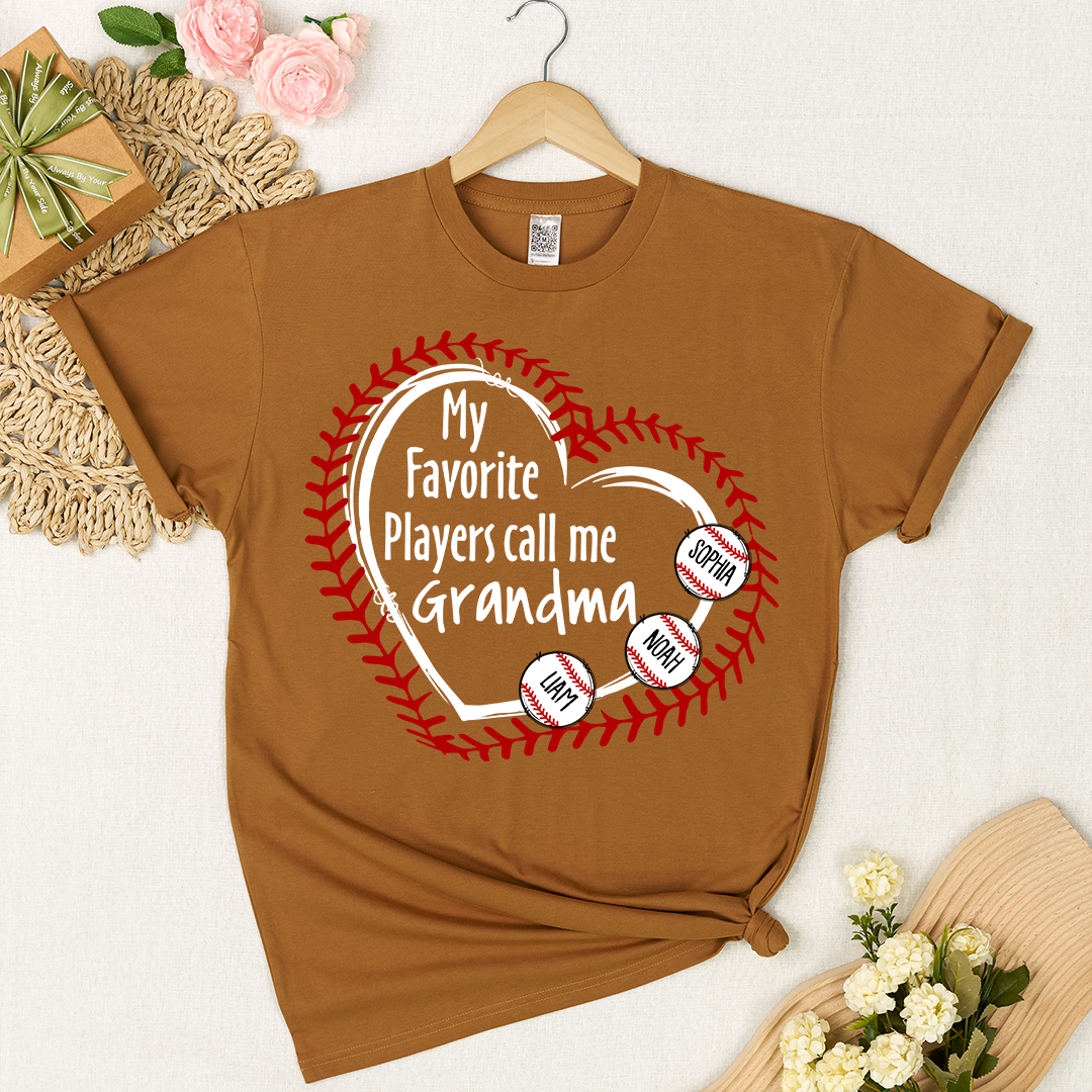 Baseball Mimi T-Shirt My Favorite Players Call Me Design with Custom Names