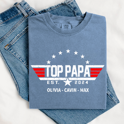 Comfort Colors® Custom Top Papa Est And Grandkids American 2025 T-Shirt