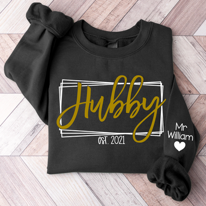 Wifey Hubby Custom Est Couple Sweatshirt, Gift For Fiance, Wedding Gift, Matching Couple Sweatshirt