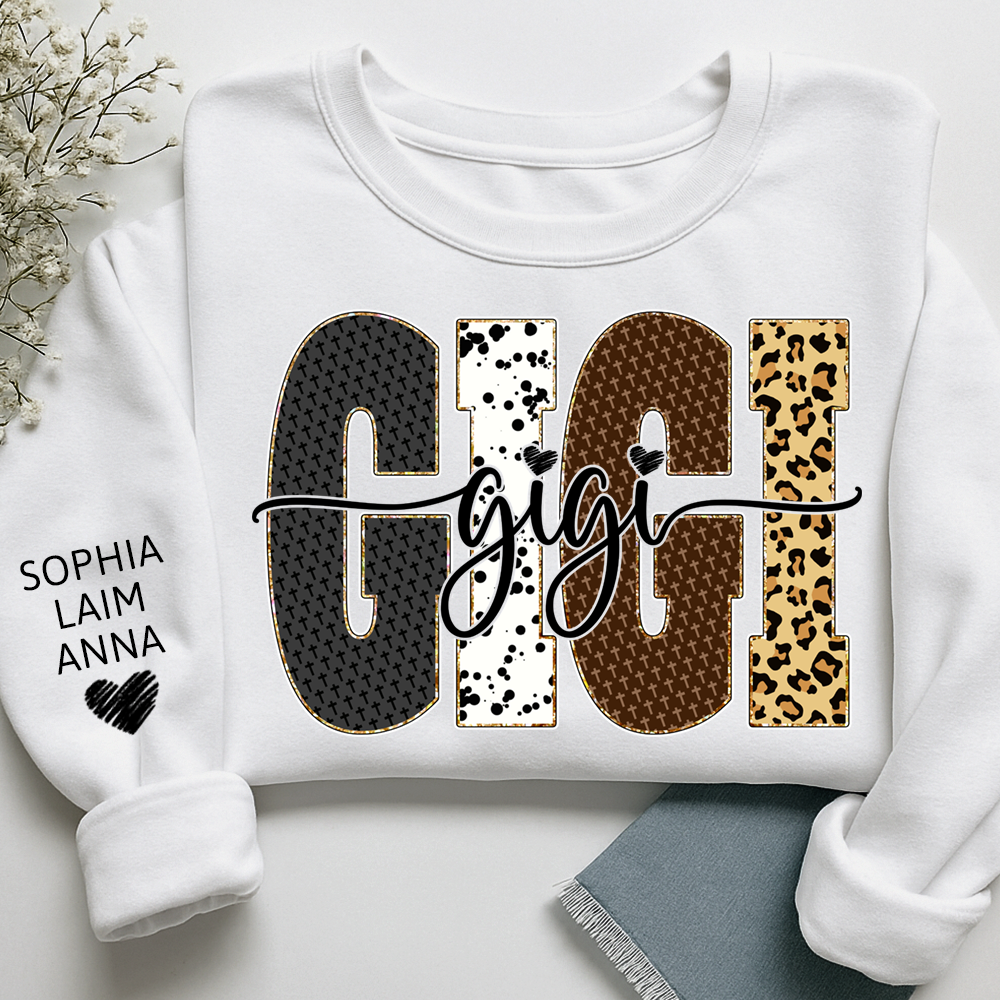 Bible Art & Lettering, Personalized Gigi Sweatshirt – Custom Grandchild Name on Sleeve