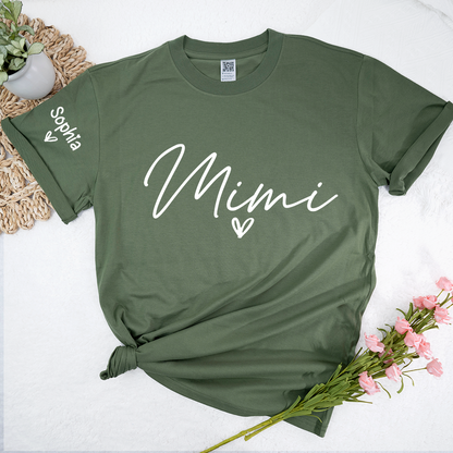 Personalized Name TShirt with Heart, Gift TShirt For Mimi And Grandkid