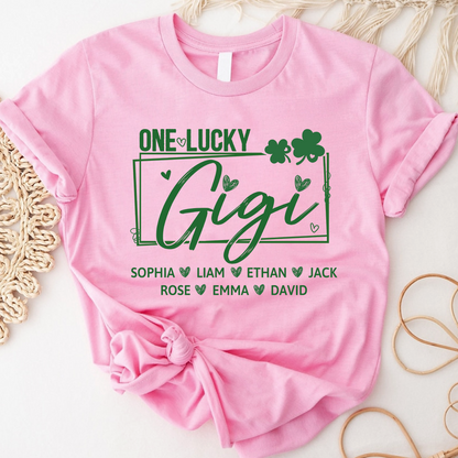 One Lucky Gigi St Patrick’s Day Shirt, Personalized Shamrock Family T Shirt