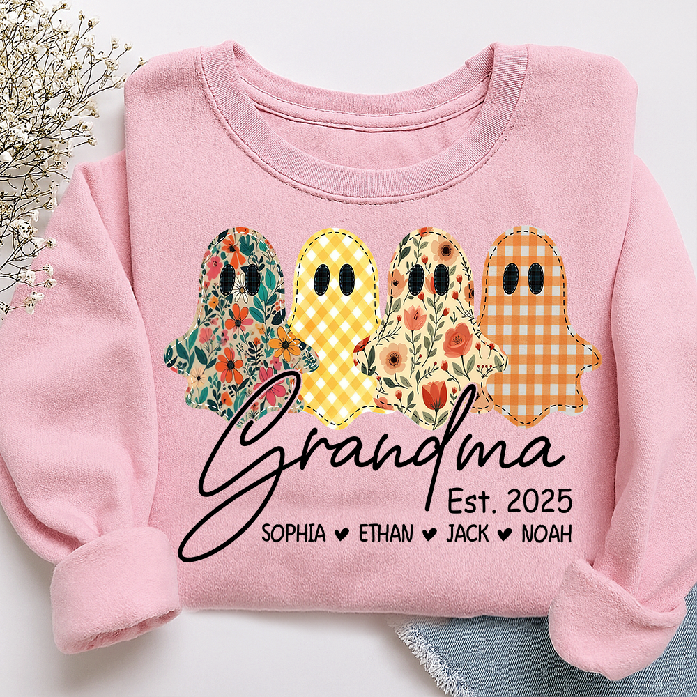 Custom Ghost Sweatshirt for Grandma, Halloween Grandma Est. 2025 Shirt