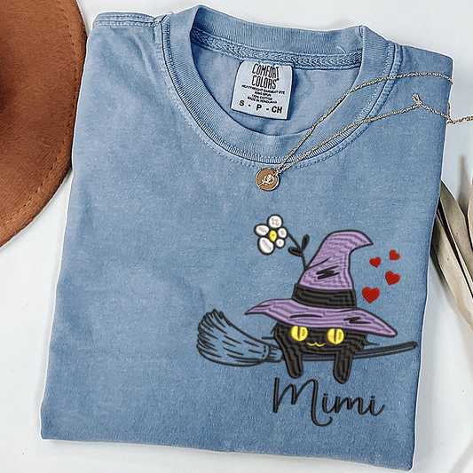 Comfort Colors® T-Shirt Personalized Grandma Cat Halloween, Gift for Mimi and Kids