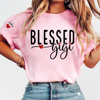 Personalized Blessed Gigi TShirt, Custom Name Tee For Grandma And Kids