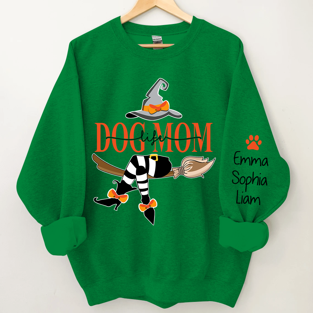 Dog Mom With Halloween Sweatshirt, Custom Mom & Kids Halloween, Gift For Mom TH