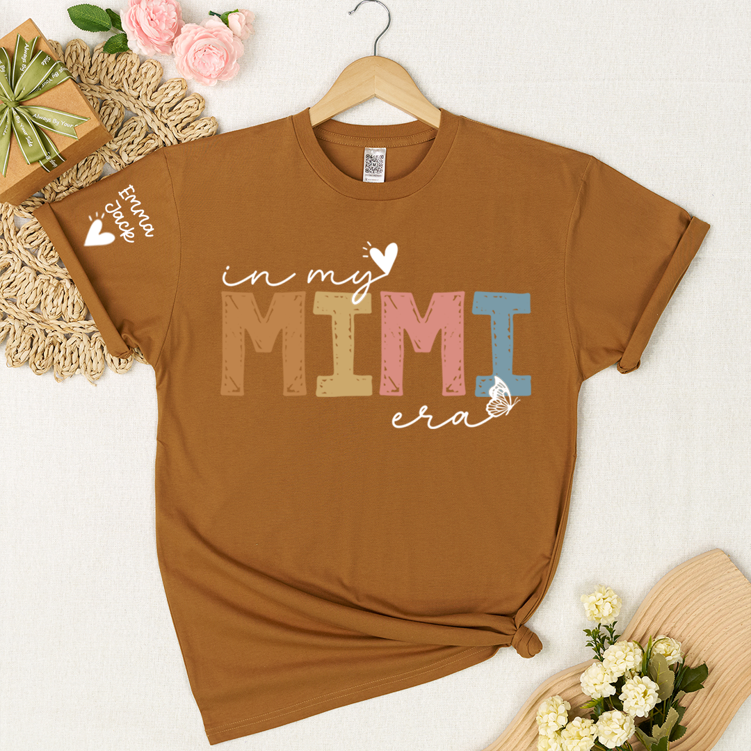 Cute Mimi Grandma T-Shirt, In My Mimi Era Stylish Pastel Graphic Tee For Gift Grandma and Kids
