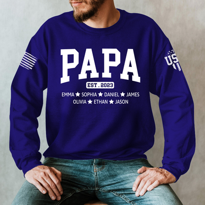 Custom Grandpa Est With Kids, Father's Day Gift Sweatshirt
