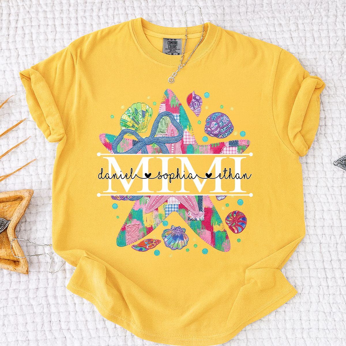 Comfort Colors® Custom Mimi Starfish Shirt, Colorful Beach Vacation Grandma Gift