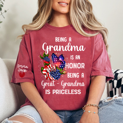 Being a Grandma is an Honor, Being a Great-Grandma is Priceless, Patriotic Grandma And Kids Gift
