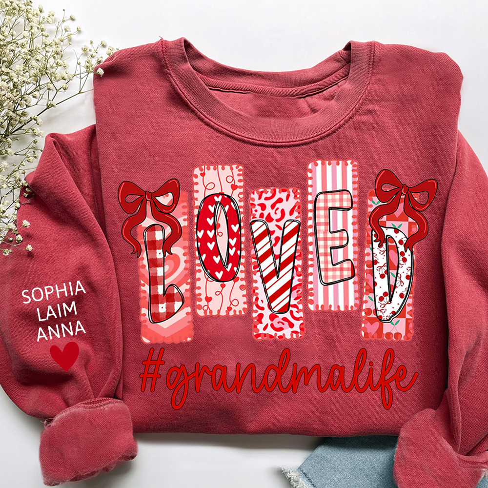 Personalized Love Grandma Life Sweatshirt, Custom Valentine Heart Design
