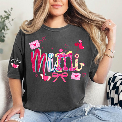 Custom Mimi Valentine Brushstroke T-shirt, Heart Shaped valentine Gift for Grandma And Kids