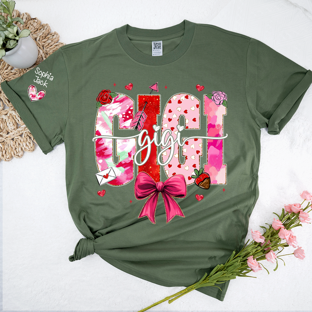 Valentine's Day Gigi T-shirt, Cute Heart Family Love Design For Gift Grandma
