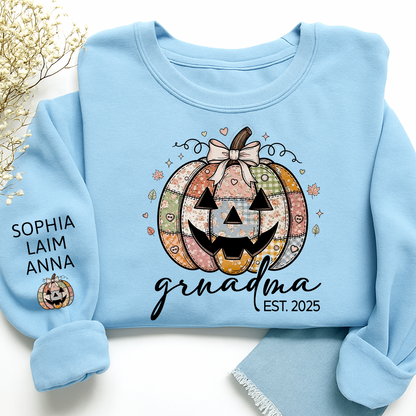 Personalized Floral Pumpkin Mimi Gifts, Floral Patchwork Mimi, Gifts for Grandma and Kids