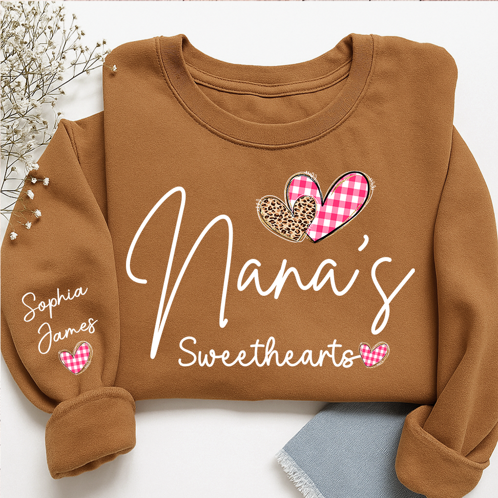 Custom Nana’s Sweethearts Sweatshirt, Valentine Gift for Grandma with Names