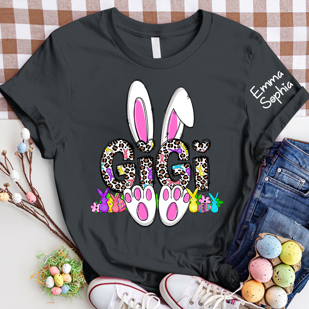 Gigi Leopard Bunny Shirt, Custom Gigi And Kids, Easter Days Gift TH T-Shirt