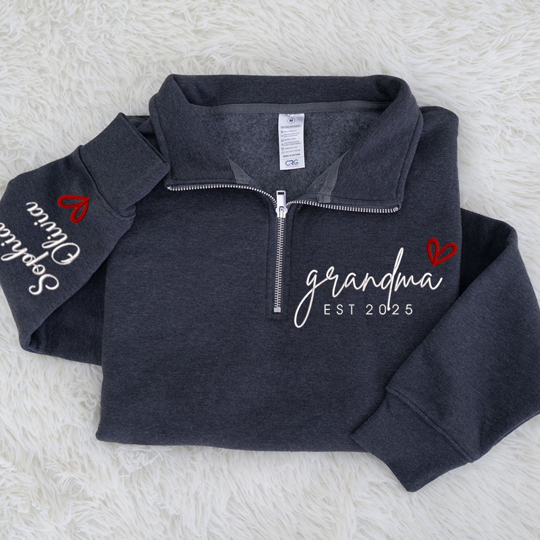 Personalized Hand Embroidered Grandma Sweater, Gift for Grandma and Kids