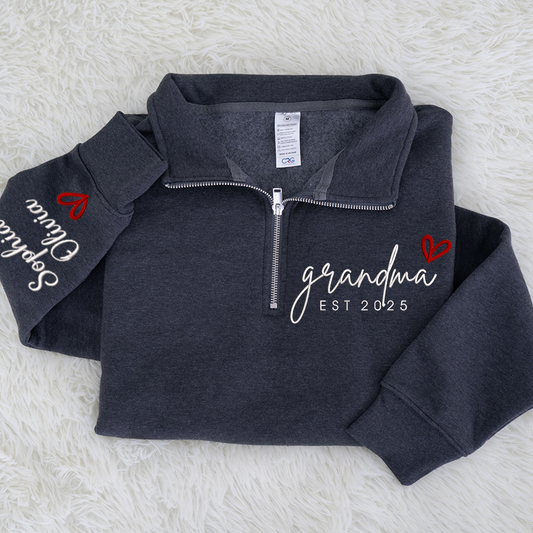 Personalized Hand Embroidered Grandma Sweater, Gift for Grandma and Kids