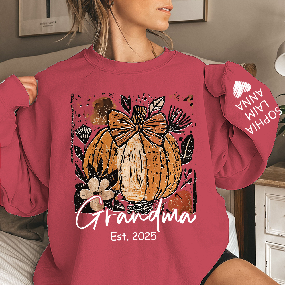 Personalized Preppy Pumpkin Season Sweatshirt, Custom Nickname for Grandma and Kids