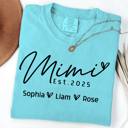 Comfort Colors® Minimalist Custom Name Shirt, Mimi And Kids Family Gift
