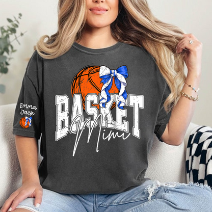 Basketball Mimi Shirt Personalized with Grandkids Names, Custom Basketball Family Tee