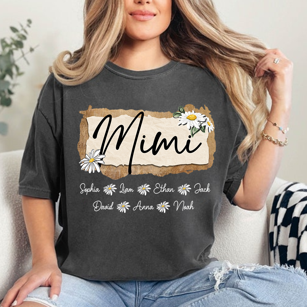 Custom Mimi T-Shirt, Floral Daisy Design,Great Gift for Mimi Grandma And Kids