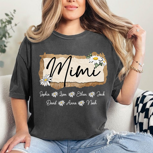 Custom Mimi T-Shirt, Floral Daisy Design,Great Gift for Mimi Grandma And Kids