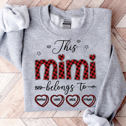 Design Caro Print Mimi Sweatshirt, This Mimi Belongs To Grandma And Kids