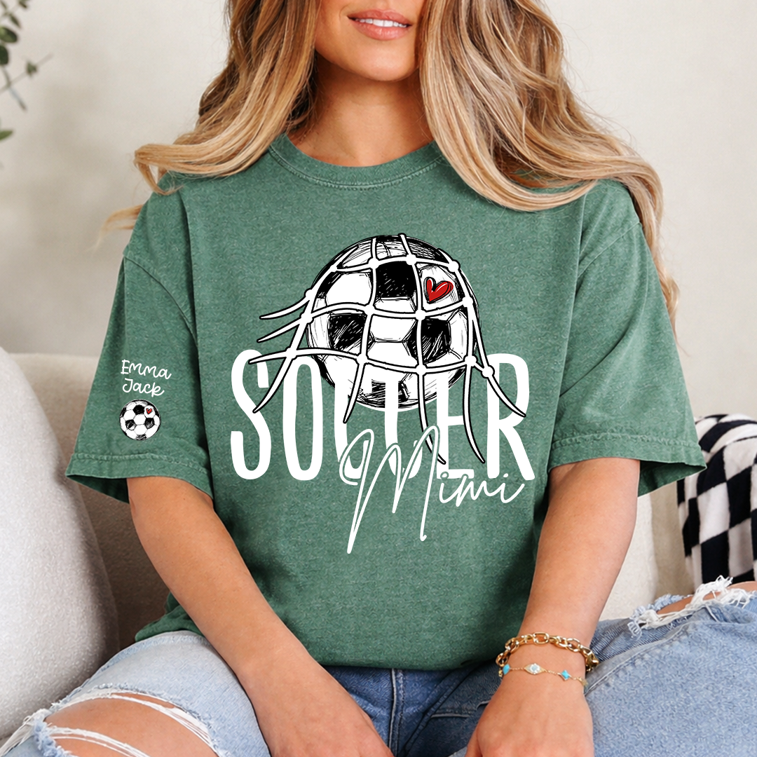 Personalized Soccer Mimi Shirt, Soccer Ball Family Names Tee
