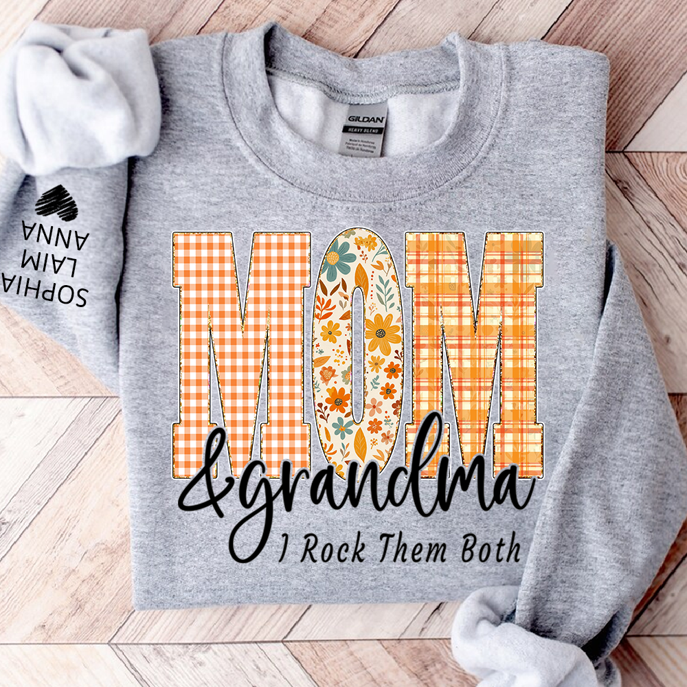 Custom Fall Mom & Grandma I Rock Them Both Sweatshirt, Gift For Grammy And Her Grandchildren