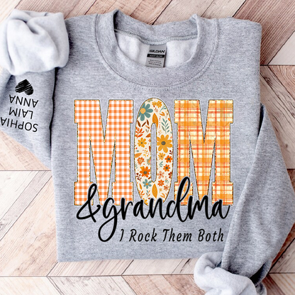 Custom Fall Mom & Grandma I Rock Them Both Sweatshirt, Gift For Grammy And Her Grandchildren