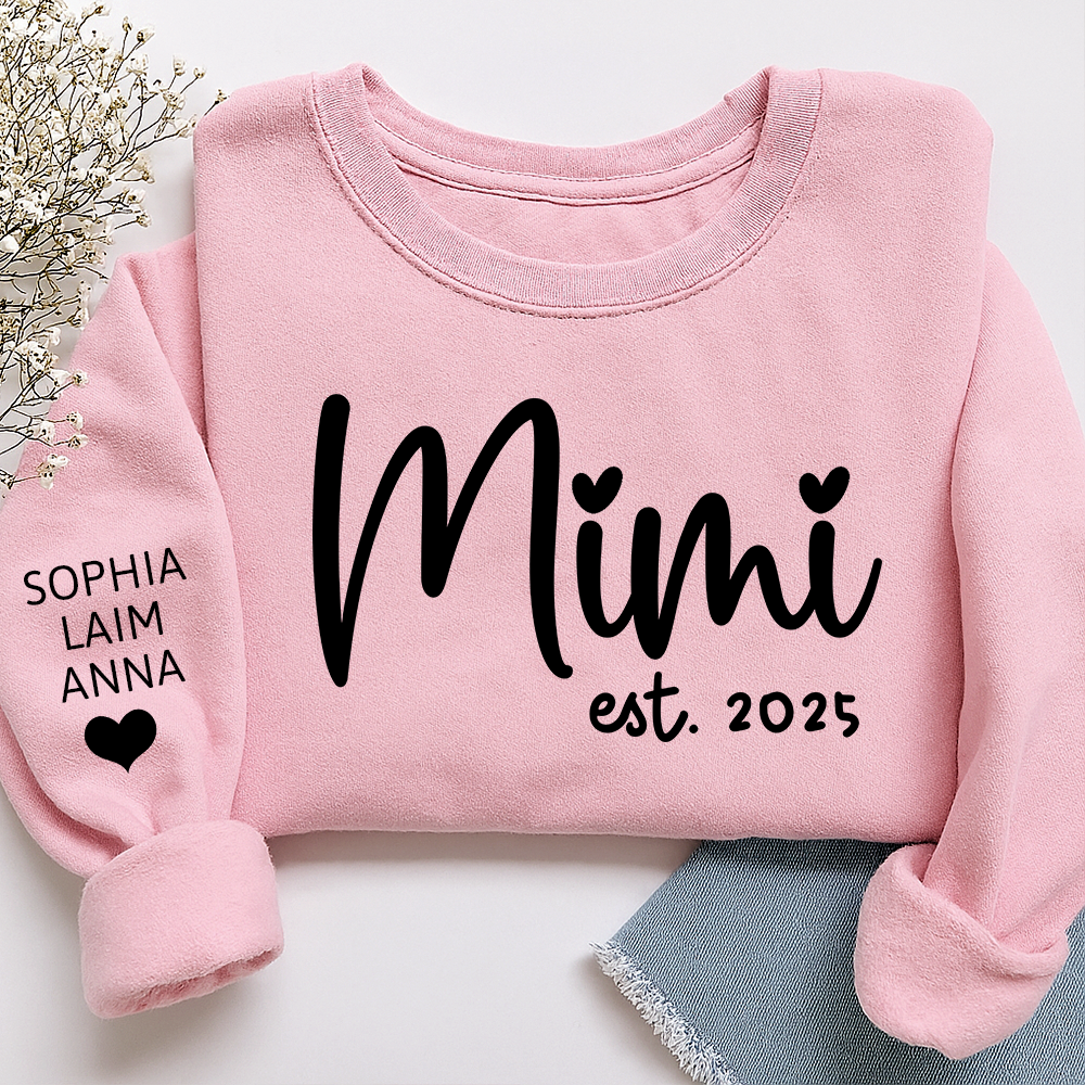 Personalized Mimi Sweatshirt, Custom Est. 2025 Grandma Gift with Kids’ Names