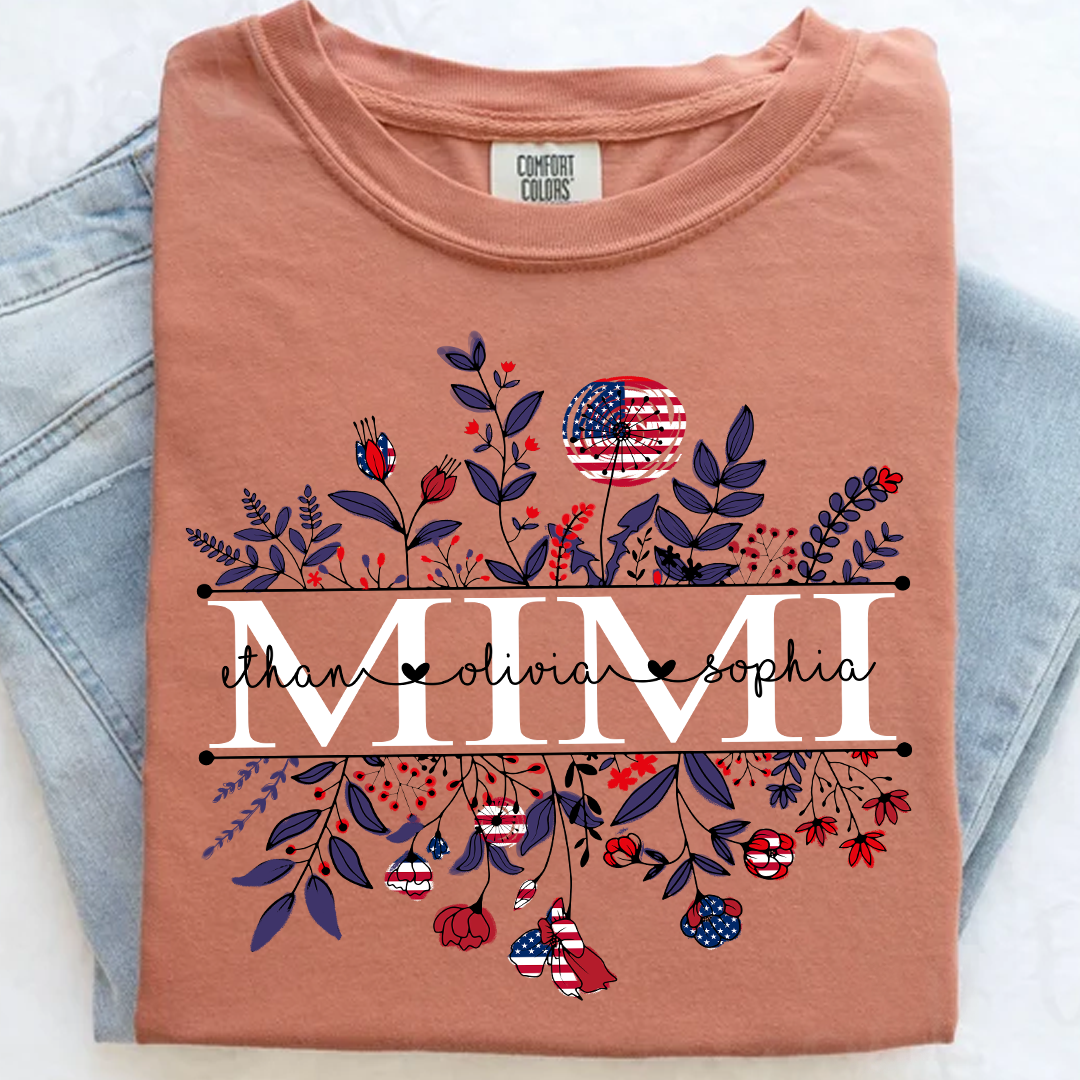 Comfort Colors® Mimi Wildflower Flag American And Grandkids Shirt Gift for Grandma