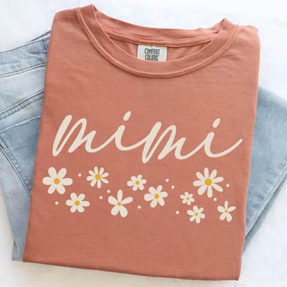 Comfort Colors® Floral Daisy T-Shirt, Custom Nicknames for Mimi And Kids