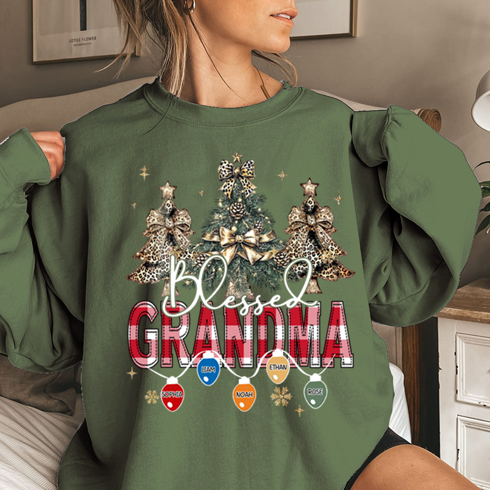 Personalized Blessed Grandma Sweatshirt, Gift for Grandma and Kids