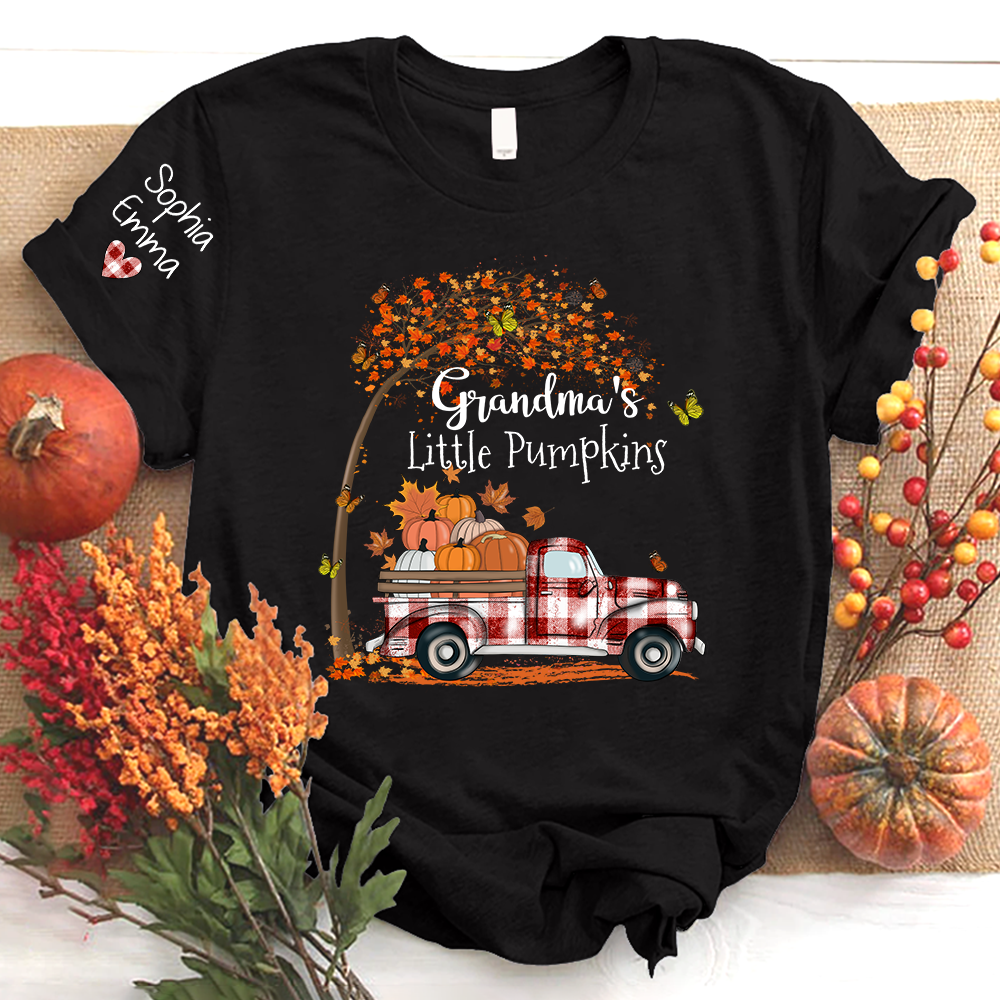 Grandma's Little Pumpkins And Kids Autumn T-Shirt
