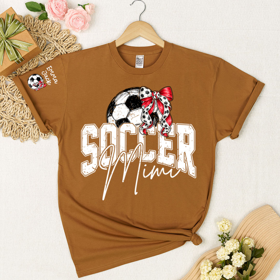 Mimi Soccer Fan T Shirt Custom Names Soccer Ball Graphic Sports Grandma Tee