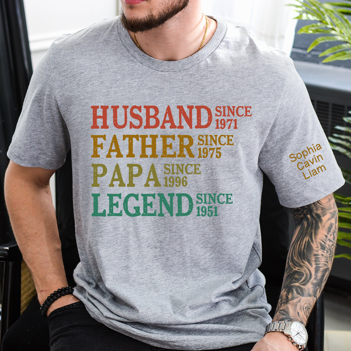 Husband, Father, Papa, Legend Custom T Shirt with Year Established, Personalized Family Shirt