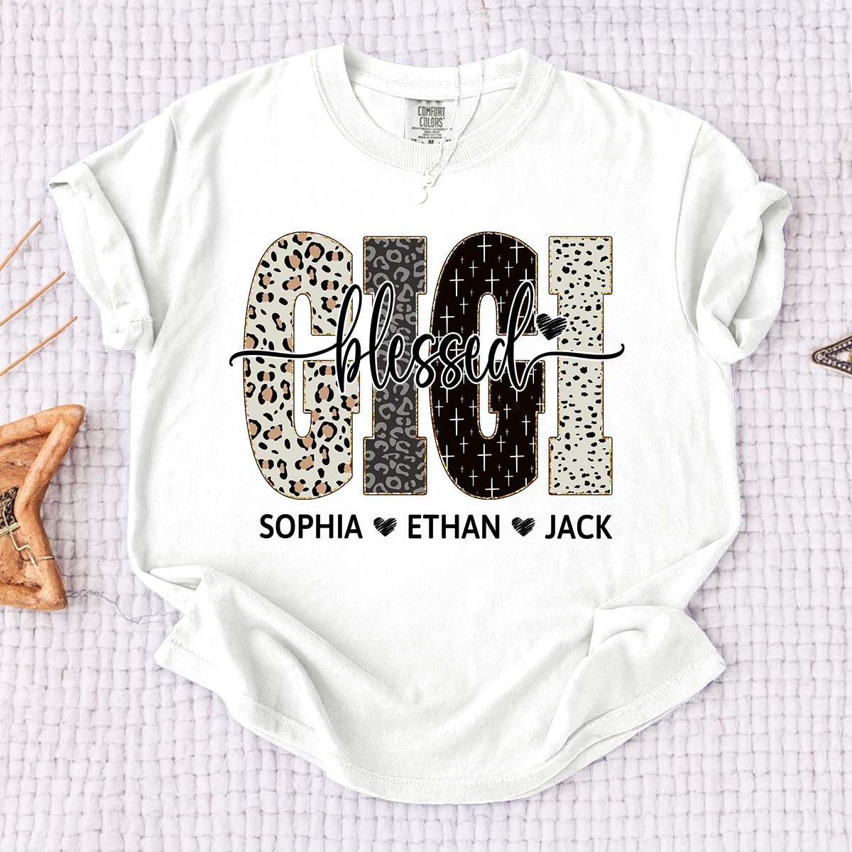 Comfort Colors® Bible Style Design, Custom Gift For Blessed Gigi And Her Grandchildren
