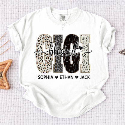 Comfort Colors® Bible Style Design, Custom Gift For Blessed Gigi And Her Grandchildren