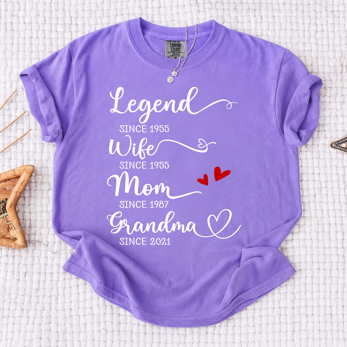 Comfort Colors® Legend Wife Mom Grandma Shirt, Custom 'Since' Year T-Shirt, Personalized Family T-Shirt, Gift For Mother's Day, Grandmother Apparel