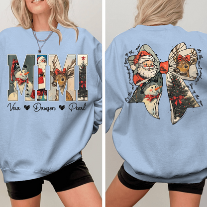 Mimi Holiday Sweatshirt, Personalized Christmas Outfit for Grandma And Kids