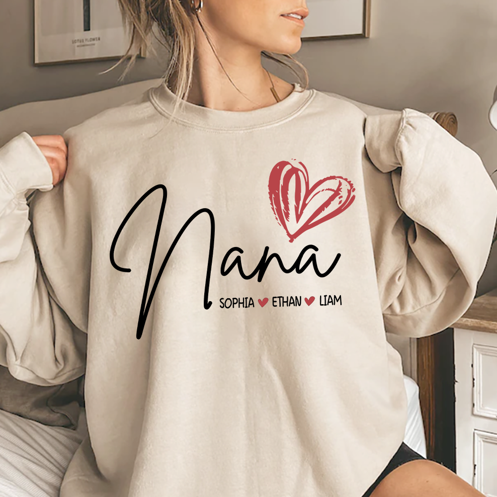 Personalized Nana Heart Sweatshirt Nana Heart, For Gift Grandma And Kids