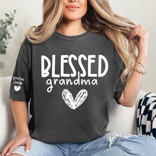 Blessed Grandma Shirt, Personalized with Grandkids’ Names, Custom T-Shirt Gift for Grandma
