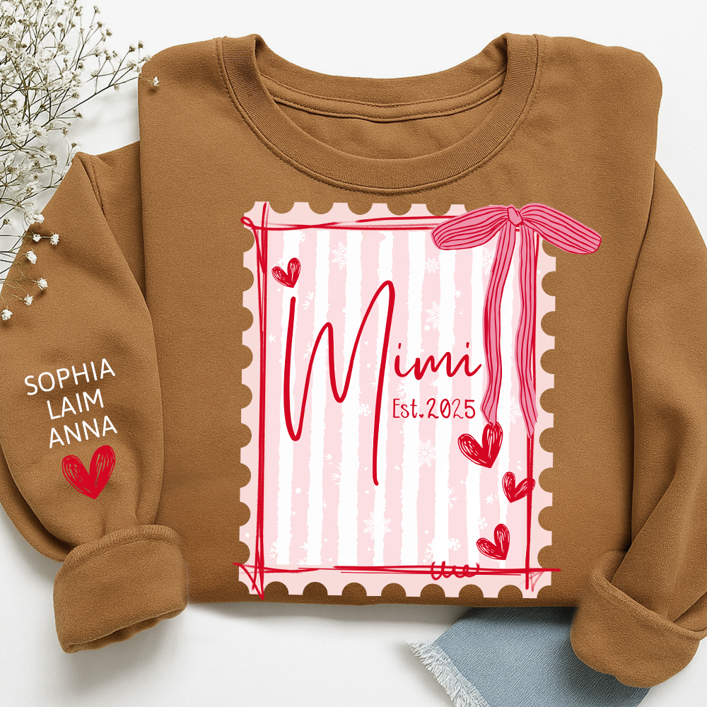 Custom Mimi Pullover, 6 7 Back Print with Grandkids’ Names