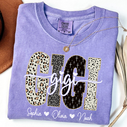 Comfort Colors® T-Shirt Bible Style Design, Custom Gift For Gigi And Her Grandchildren