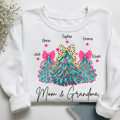 Personalized Mom & Grandma Tree Christmas Sweatshirt, Customized Gifts for Grandma and Kids